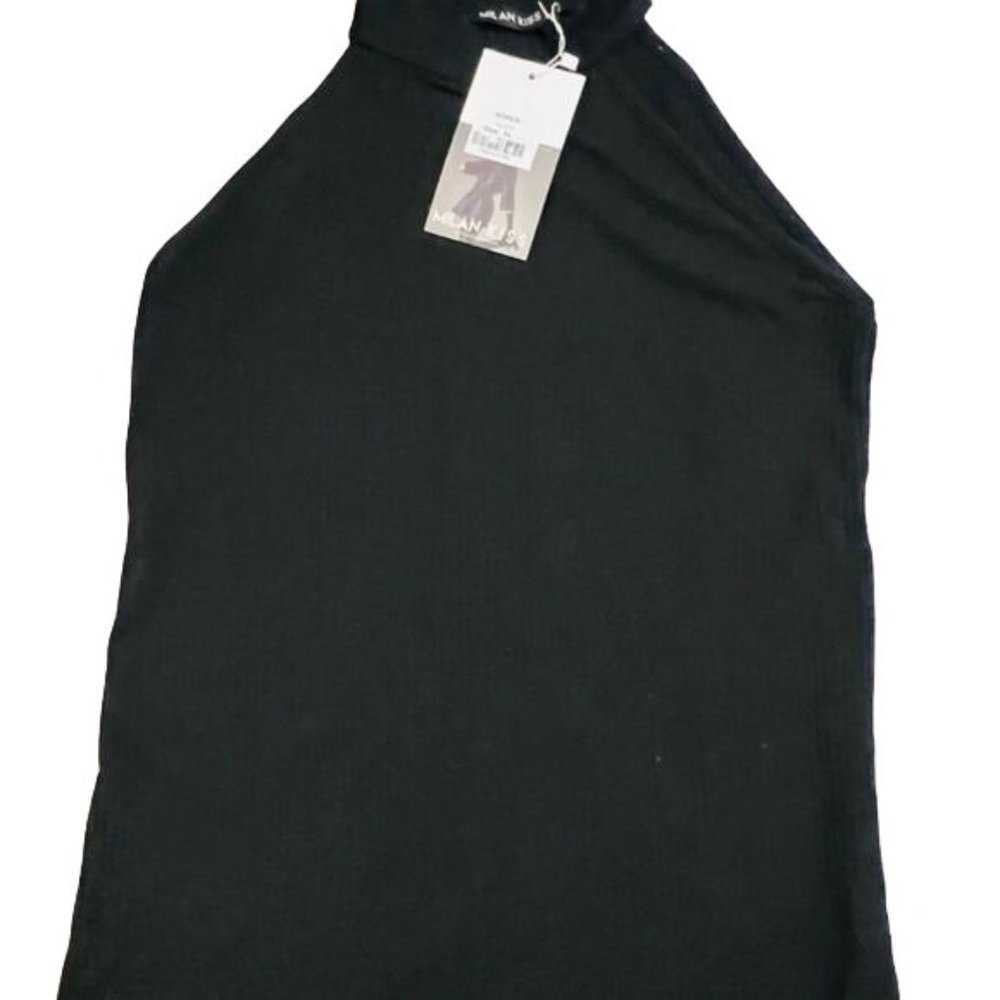 Women Milan Kiss Black Hight Neck Short Sleeve Size XL NWT